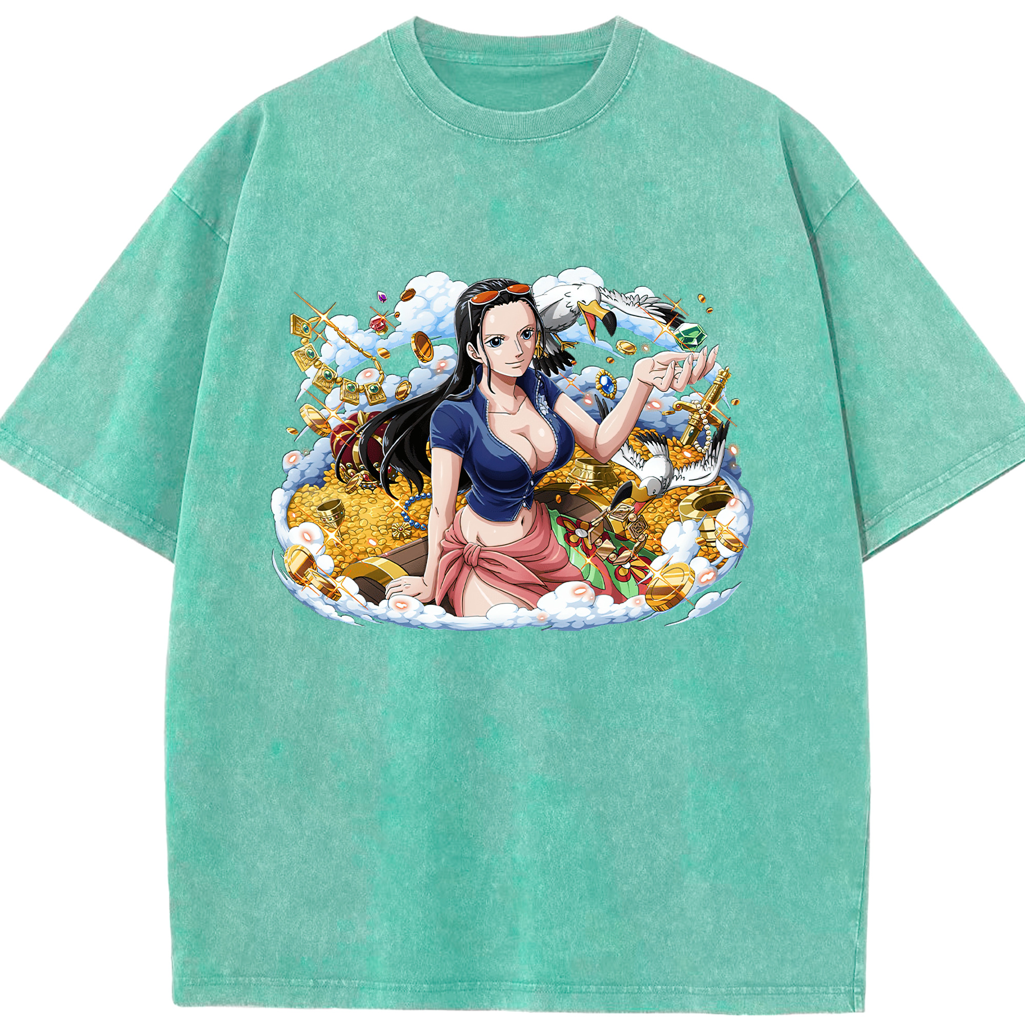 ワンピース ニコ・ロビン ONE PIECE Nico Robin 綿100% ヴィンテージ風 半袖Tシャツ（フロントプリント）